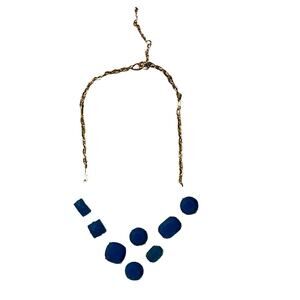 Unique Clear Acrylic Base Necklace with Inset Stones on Gold Tone Chain. OS